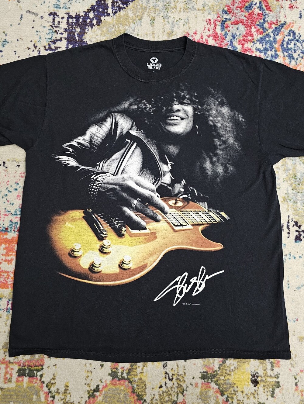 VTG Y2K Liquid Blue Slash Tshirt Mens XL Black Guns N Roses Guitar 2004 Rock